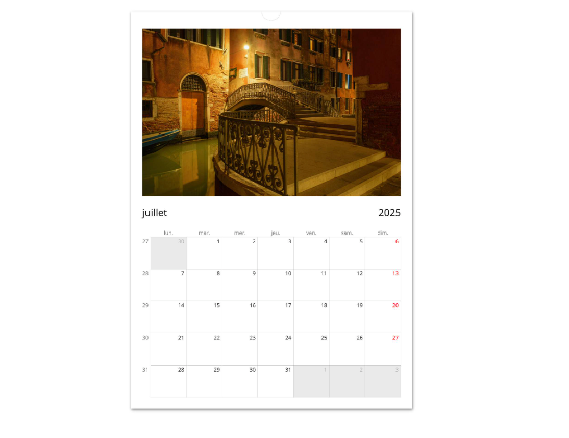 Calendrier Venise 2024